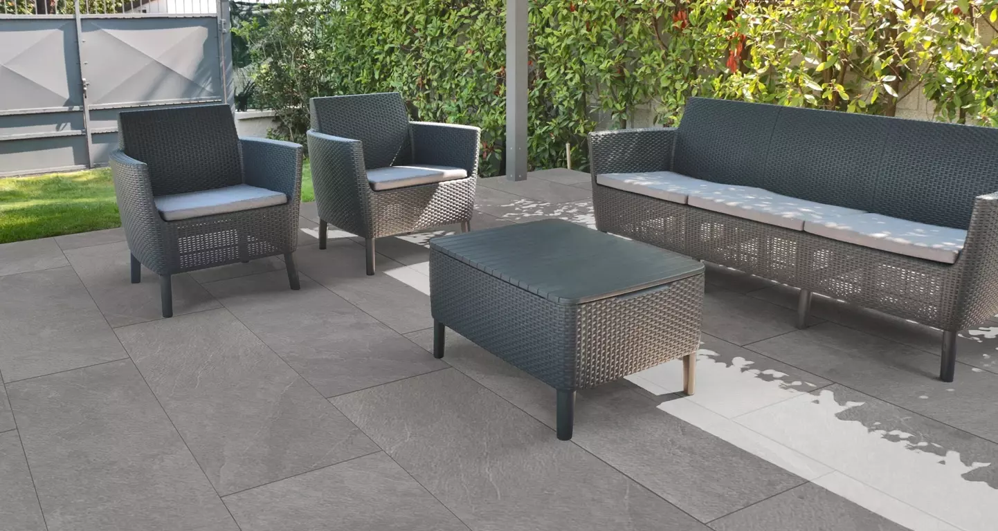 Szara płytka tarasowa MUSEO Ardesia Grigia o efekcie kamienia